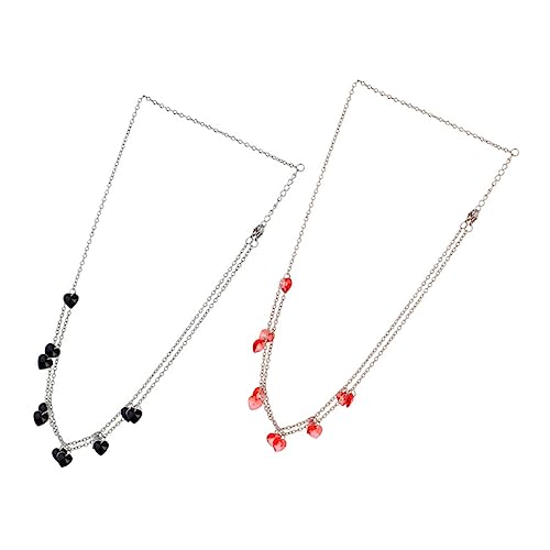 MERRYHAPY 2stücke Kopfschmuck Haar Kette Set Mit Herzförmigem Anhänger Rot Und Schwarz Festival-accessoire Für Frauen Braut Haarschmuck Für Hochzeiten Und Partys von MERRYHAPY