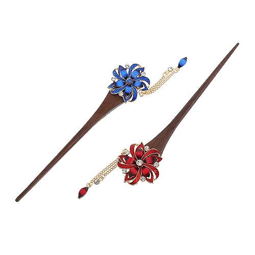 MERRYHAPY 2 Stück Haarnadel Im Ethno-stil Blumen-haarstab Quasten-haargabel Stilvolles Haar-accessoire Für Damen von MERRYHAPY
