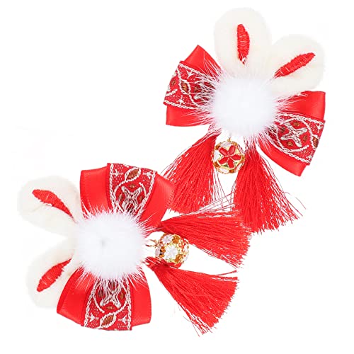 MERRYHAPY 2 Stk Häschen Haarnadel Haarspangen Mit Hasenohren Hasenplüsch-lop-ohr Häschen-haar-accessoires Frauen Haarnadeln Qipao-haarspange Frauen Haarspange Bommel Kind Mädchen Stoff von MERRYHAPY