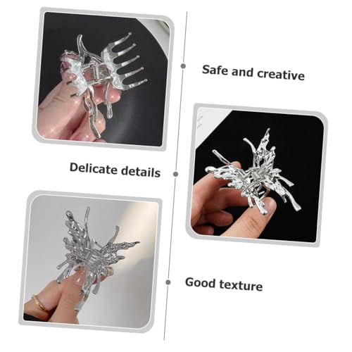 MERRYHAPY 2 Stück Kleine Silberne Metall Haarspangen Schmetterling Haarklammern für Frauen Langlebig Schmerzfrei Vielseitig für Langes Haar für Alltag Party Hochzeit und Sport von MERRYHAPY