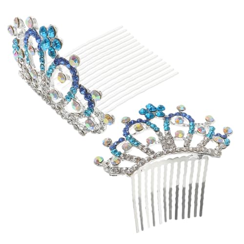 MERRYHAPY 2 Stück Mini Strass Krone Haarkamm für Damen Langlebiges Diadem mit Farbverlaufenden Kristallen Vielseitiger Haarschmuck für Elegante Frisuren bei Festen und Alltag von MERRYHAPY