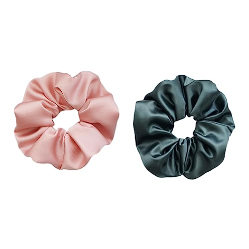 MERRYHAPY 2stücke Seiden Haargummi Stoffhaarringe Haarseile Modisches Haarband Pferdeschwanzhalter Kopfschmuck Für Frauen Elastisches Tuch Kreisförmig Nahtlos Grün Und Rosa von MERRYHAPY