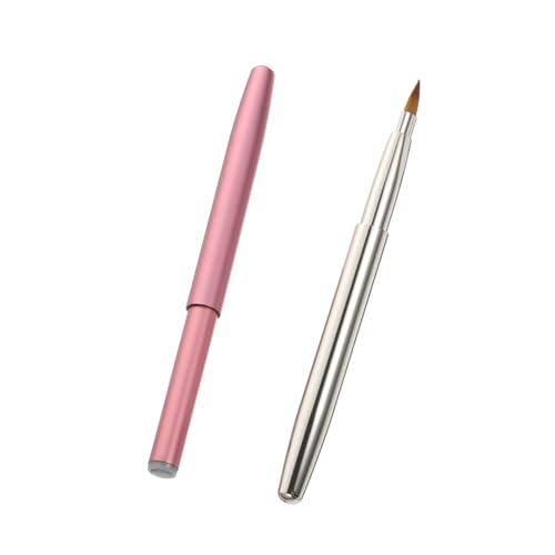 MERRYHAPY 2stücke Make-up Pinsel Für Lippen Und Augen Faltbare Tragbare Kosmetikbürsten Mit Deckel Für Präzises Auftragen Von Lippenstift Und Eyeliner Pinke Und Silberne Farben von MERRYHAPY
