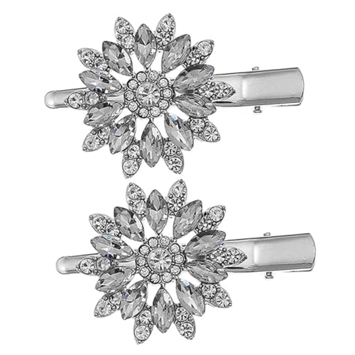 MERRYHAPY 2stücke Strass Blumen Haarspange Kristall Entenschnabel Clip Barrettes Für Frauen Hochzeit Party Haarschmuck von MERRYHAPY