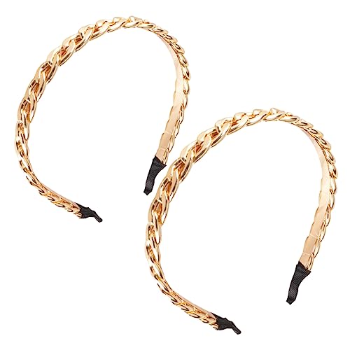 MERRYHAPY 2stücke Ketten-haarreifen Metall Für Frauen Schlichtes Mode-stirnband Goldene Haarschmuck Party-haarreifen Haarband Für Besondere Anlässe von MERRYHAPY