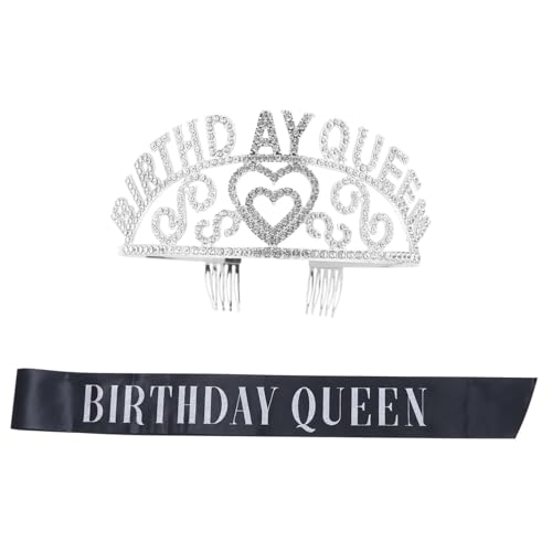 MERRYHAPY Geburtstagskronen Satz Mit Stirnband Und Geburtstagsschärpe Für Mädchen Partydekoration Mit Buchstabendruck von MERRYHAPY