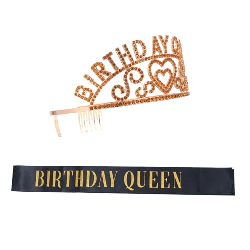 MERRYHAPY 2stücke Teiliges Set Geburtstagskrone Mit Schärpe Und Glitzerdesign Für Kindergeburtstagsfeiern Inklusive Krone Und Festlicher Schulterband-dekoration von MERRYHAPY