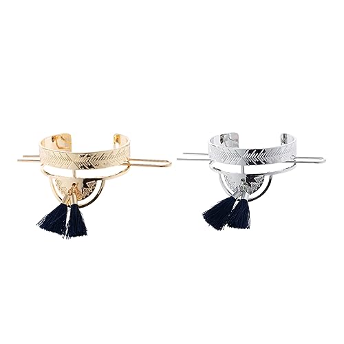 MERRYHAPY 2 stücke Vintage Haar Zubehör Schleifen für Mädchen Haar Haar Manschette Dutt Haar Dutt Clips Frauen Haar von MERRYHAPY