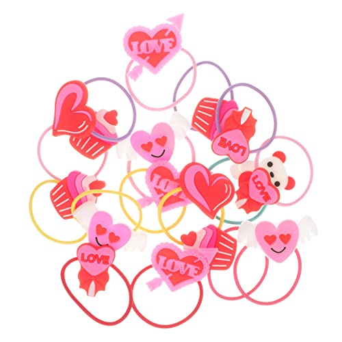 MERRYHAPY 20st Gummiband Zum Valentinstag Gut Pferdeschwanzhalter Für Mädchen Valentinstag Haargummis Blumen Pferdeschwanz Halter Haargummi Für Frauen Satin Manschette Pvc Schmücken Kind von MERRYHAPY