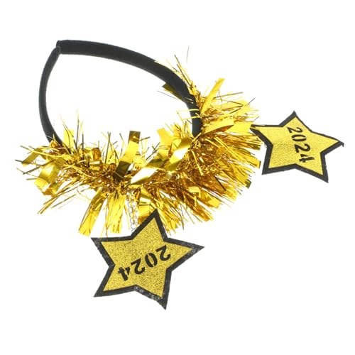 MERRYHAPY 2024 christmas haarreif christmas headband weihnachtsstirnband neues jahr stirnband Requisiten für die Neujahrsparty Feiertagsstirnbänder für Frauen Party-Kopfschmuck Grüßer Golden von MERRYHAPY