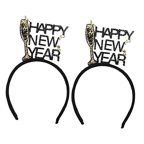 MERRYHAPY 2stücke Neuer Titel Neujahrs-haarreif Kreatives Glitzer-stirnband Für Silvester-feiern Fotorequisiten Für Neujahrspartys Für Erwachsene von MERRYHAPY
