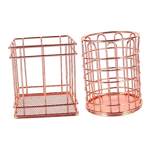 MERRYHAPY 2stücke Behälter Aus Schmiedeeisen Stiftehalter Organizer Metalldraht Make-up Pinsel Eimer Gold Design Für Schreibtisch Mit Eleganter Verarbeitung von MERRYHAPY