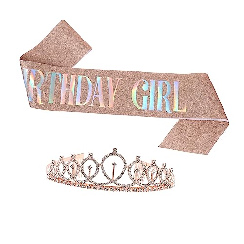 MERRYHAPY Geburtstagskrone Und Schärpe Für Party-dekoration Strass-stirnband Mit Kristallhaar Geeignet Mädchen von MERRYHAPY