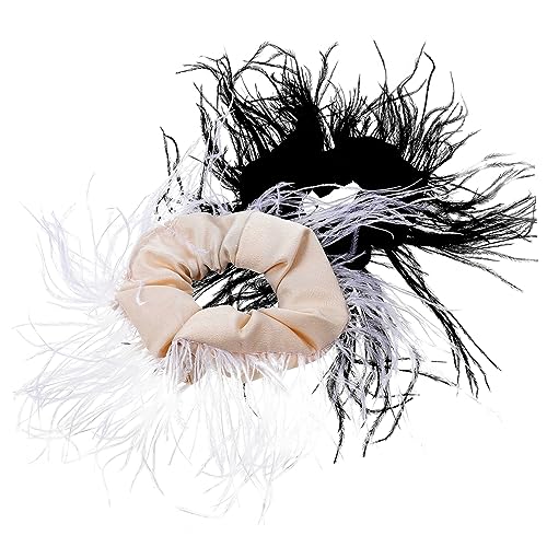 MERRYHAPY 2 Stück Federmuster Haargummis Für Damen Elastische Haarbänder Als Haarschmuck Für Pferdeschwanzhalter von MERRYHAPY