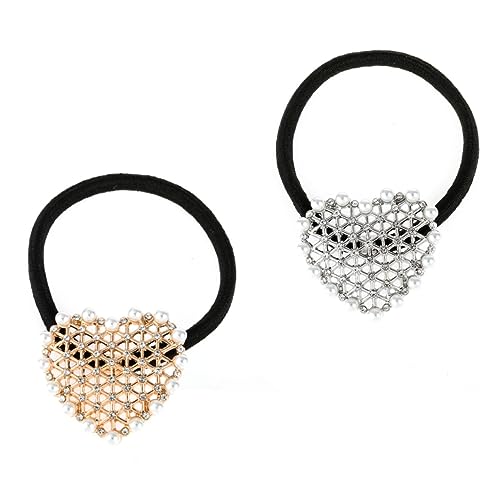 MERRYHAPY 2stücke Perlen Haarschmuck Elastische Haarband Für Damen Und Mädchen Krawatte Perlen Haarseil Vintage Pferdeschwanzhalter von MERRYHAPY