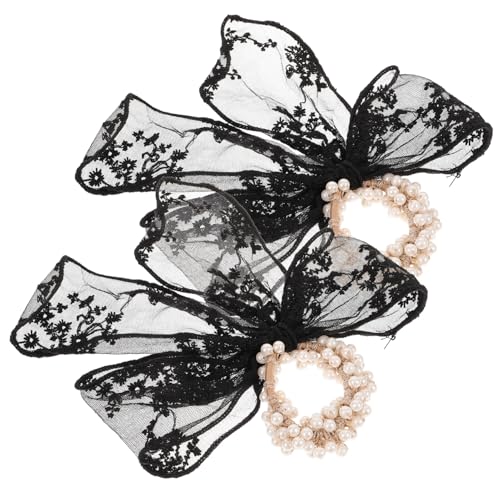 MERRYHAPY 2stücke Perlen Haarband Mit Schleife Für Damen Elastischer Pferdeschwanzhalter Für Mädchen Haarband Für Partys Und Alltag von MERRYHAPY