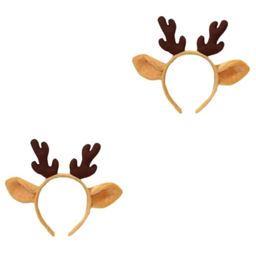MERRYHAPY 2St Kopfschmuck aus Elchhorn Rollenspielkostüm Weihnachtsfeier Stirnband faschingskostüme karnevalskostüme haarschmuck Weihnachtsgeweih-Haarband Weihnachtskopfschmuck Stoff Khaki von MERRYHAPY