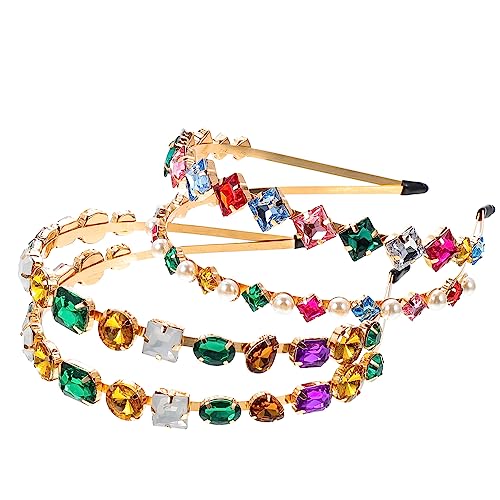 MERRYHAPY 2stücke Strass Stirnbänder Für Damen Party Kopfbedeckung Bunte Strass Kopfschmuck Haarspangen Stirnband Haare Accessoires von MERRYHAPY