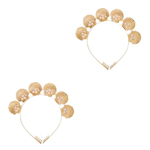 MERRYHAPY 2stücke Alloy Delicate Headband Mit Muscheln Und Perlen Trendiger Goldener Haarreif Für Frauen Für Hochzeiten Partys Und Alltag von MERRYHAPY
