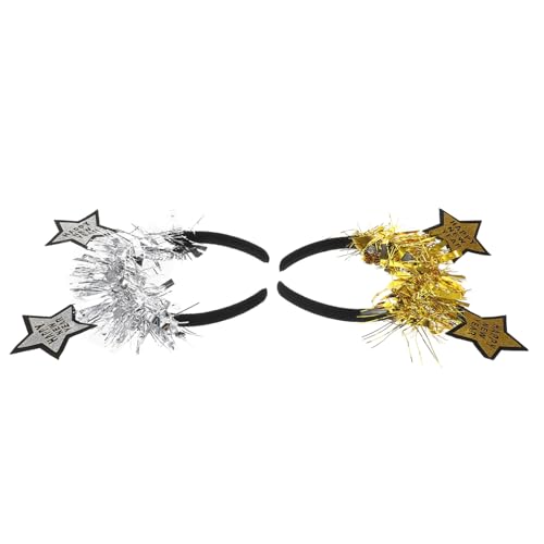 MERRYHAPY 2stücke Glitzerndes Tinsel Haarband Mit Sternen-design Funkelnde Neujahrs-haarreifen Für Feiertagsfeiern Weihnachten Und Silvester-dekoration von MERRYHAPY