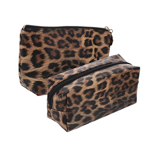 MERRYHAPY 2er-Set Kosmetiktasche Leopardenmuster Reisen Tragbar Damen Kulturbeutel Aus Pu-Leder von MERRYHAPY