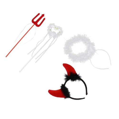 MERRYHAPY 2sätze Teiliges Set Engel Und Teufel-kostümzubehör Mit Haarreif Und Zauberstab Für Halloween Karneval Und Geburtstagspartys von MERRYHAPY
