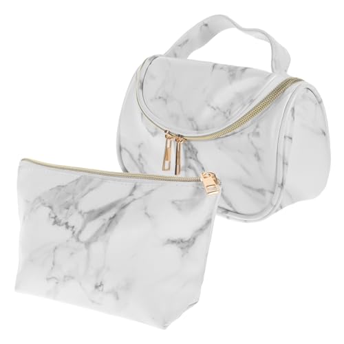 MERRYHAPY 2stücke Kosmetiktasche Mit Marmormuster Reise-Aufbewahrungstasche Make-up-Tasche Große Kapazität Werkzeugtasche Für Damen Kosmetiktasche Für Reisen Make-up-Aufbewahrungstasche von MERRYHAPY