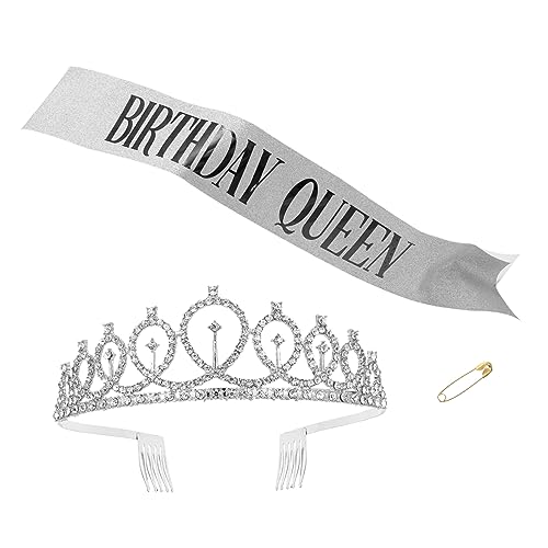 MERRYHAPY 2-teiliges Geburtstags-set Mit Strass-krone Und Schärpe Leicht Und Langlebig Zum Tragen Mit Glitzersteinen Und Kämmen Schickes Design Für Party von MERRYHAPY