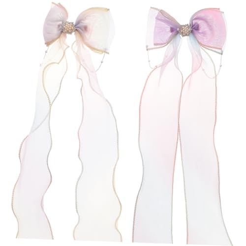 MERRYHAPY 2stücke Haarschmuck Mit Schleifen Und Langen Bändern Niedliche Haarspangen Für Mädchen Und Frauen Für Hochzeiten Partys Und Besondere Anlässe Dekorative Haaraccessoires von MERRYHAPY