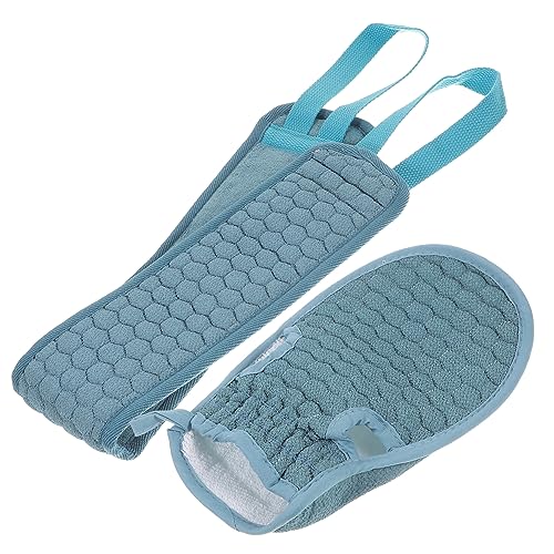 MERRYHAPY 2stücke Badetuch Mit Langen Streifen Rückenreibetuch Schrubber Für Dusche Badehandschuh Zum Peeling Blau von MERRYHAPY