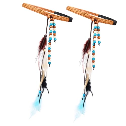 MERRYHAPY 2stücke Geflochtene Stirnbänder Mit Federquaste Mode Böhmische Stirnbänder Für Frauen Kopfstücke Haarzubehör von MERRYHAPY