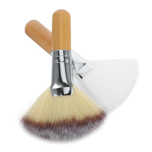 MERRYHAPY 2stücke Fächer-make-up-pinsel Für Frauen Gesichts-make-up-pinsel Highlighter-pinsel Loser Puderpinsel Fixierpuderpinsel Für Losen Puder von MERRYHAPY