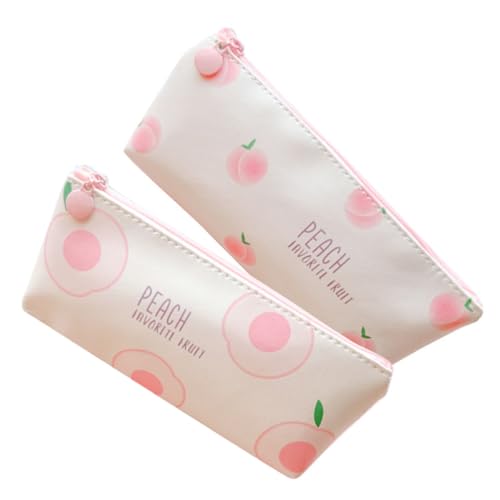 MERRYHAPY 2stücke Tragbare Reißverschluss-Canvas Aufbewahrungstaschen Für Damen Große Kapazität Make-up Kosmetiktaschen Im Niedlichen Pfirsichdesign Vielseitige Organizer Für Schmuck von MERRYHAPY