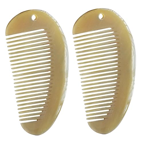 MERRYHAPY 2stücke Natürlicher Horn Haarkamm Massage Kamm Für Frauen Mädchen Schlitz-design Zur Kopfhautpflege Und Haarglättung Tragbar Für Handtasche von MERRYHAPY
