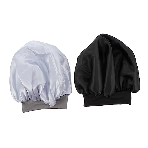 MERRYHAPY 2stücke Schlafmütze Aus Satin Elastisch Für Frauen Zum Schlafen Waschen Und Baden Geeignet Accessoire Für Ölbehandlungen Und Tiefenpflege Weich Und Atmungsaktiv Maximaler Komfort von MERRYHAPY