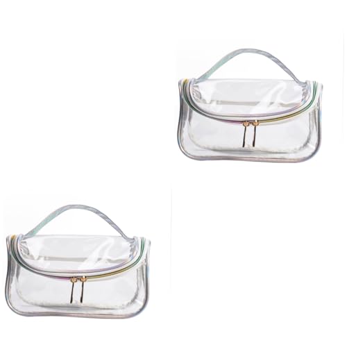 MERRYHAPY 2stücke Transparentes Kosmetik Reisen Kleine Tragbare Toilettentasche Aus Pu Und Dacron Mit Großem Stauraum Für Make-up Pflegeprodukte Und Mehr Für Frauen von MERRYHAPY