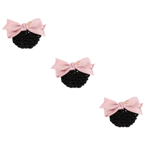 MERRYHAPY 3 Stk Blütenkopf Mesh-haar-snood-dekoration Häkelnadel Für Haare Kopfschmuck Gebäck Vintage-bürodekor Haarknotenabdeckung Brötchenhülle Haare Häkeln Haarspange Schal Stoff Rosa von MERRYHAPY