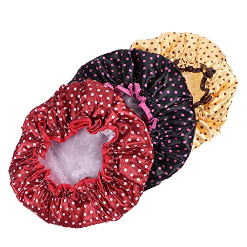 MERRYHAPY 3stücke Doppellagige Wasserdichte Duschhaube Badekappe Aus Polyester Für Damen Wasserdichte Haube Zum Duschen Kochen Und Spa Elastisches Design Für Verschiedene Kopfumfänge von MERRYHAPY