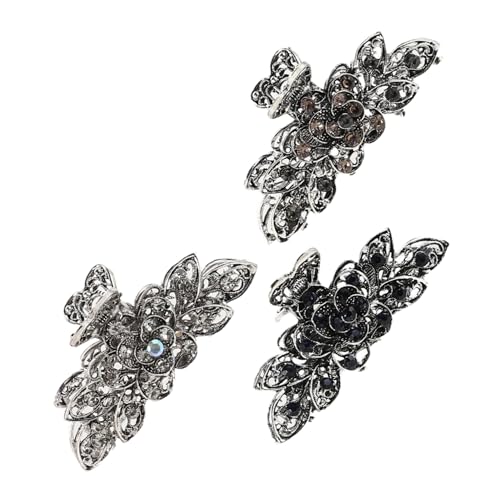 MERRYHAPY 3 Stück Große Haarklammer aus Robustem Legierungsmetall mit Strasssteinen Retro Stil Rutschfest für Dickes Haar Teiliges für Damen und Mädchen Eleganter Vintage Haarschmuck von MERRYHAPY
