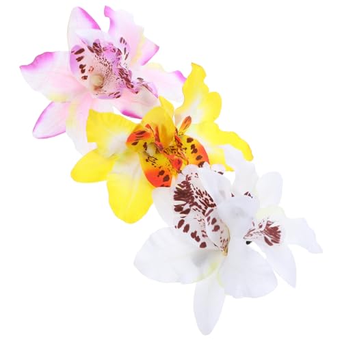 MERRYHAPY 3 Stück Große Haarklammern mit Orchideenblumen Leichte Haarclips für Damen und Mädchen Vielseitige Haarschmuck-accessoires in Weiß Gelb und Helllila für Alltag und Party von MERRYHAPY