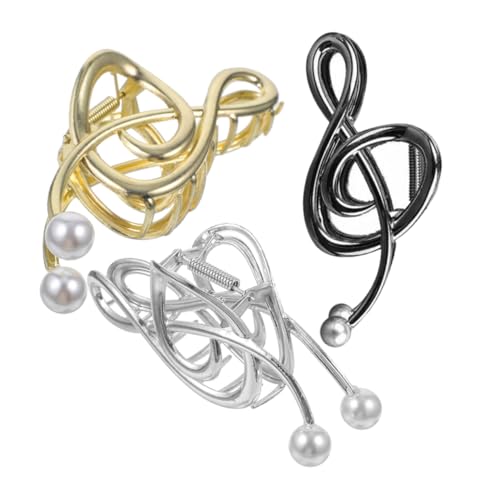 MERRYHAPY 3 Stück Große Metall Haarklammer mit Musiknoten Design und Künstlichen Perlen Robuste Haarkralle für Dickes Haar Stilvolle Damen Haarschmuck für Anspruchsvolles Styling Langlebige von MERRYHAPY