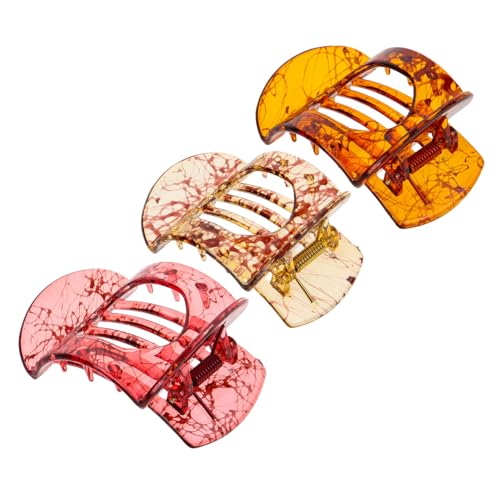 MERRYHAPY 3 Stück Haarklammern für Frauen Robuste Haarspangen mit Inneren Zähnen Französische Bogenform Rutschfest in Klassischem Dunkelbraun Hellbraun und Hellrot für Alltag und Party von MERRYHAPY