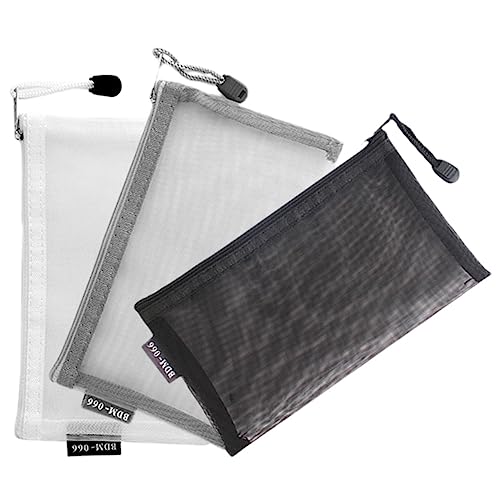 MERRYHAPY 3-teilige Netz-stiftetasche Reißverschluss-Organizer Stiftehalter Mit Reißverschluss Federmäppchen Für Kinder von MERRYHAPY
