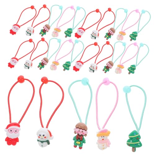 MERRYHAPY 30 Stück Teiliges Weihnachts Haargummis für Kleine Mädchen Elastische Schadensfreie Haarbänder in Farben Weiche Ponytail Halter für Schule Party und Festliche Frisuren von MERRYHAPY