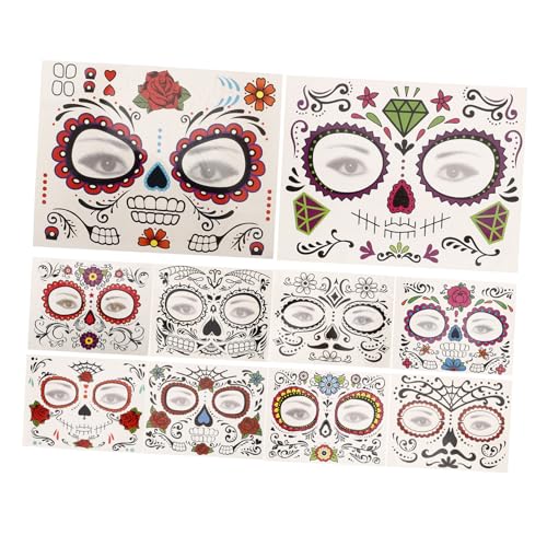 MERRYHAPY 30blätter Halloween Skull Aufkleber Temporäre Festival Tattoos Für Gruselige Partys Zufällige Designs Dekoration Für Kostüm-events Und Halloween Feiern von MERRYHAPY