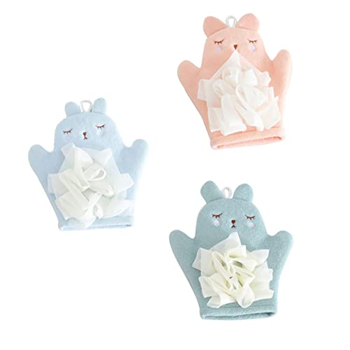 MERRYHAPY 3er Satz Bad Handschuhe Duschhandschuhe Für Babys Körper Schrubberhandschuhe Aus Baumwolle Cartoon-design Weiche Textur Für Sanfte Peeling von MERRYHAPY