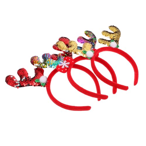 MERRYHAPY 3er Satz Weihnachts Geweih Stirnbänder Pailletten Geweih Haarband Weihnachts Kopfschmuck Für Party Fotos von MERRYHAPY