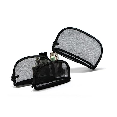 MERRYHAPY 3 Stück Kosmetik Schwarze Netz Make up Tasche Tragbar Große Kapazität Für Reisen Mit Reißverschluss Organizer Für Damen Und Mädchen von MERRYHAPY