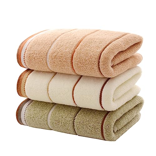 MERRYHAPY 3er-set Gestreifte Küchentücher Weiche Baumwolle Gesichts- Und Badetücher Handtücher Saugfähig Schnelltrocknend 75 X 34 Cm in Kaffeebraun von MERRYHAPY