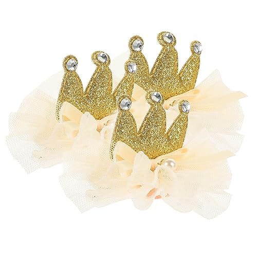 MERRYHAPY Mädchen Krone Haarspange 3 Stück Gold mit Mesh Krone Haarnadel und Haargummi für Kinder Kleinkinder Haarschmuck für Geburtstag Weihnachten Festival Langlebiges Material von MERRYHAPY